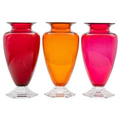 Set of 3 Pieces Baccarat Crystal Orsay Vases Multi Color, France