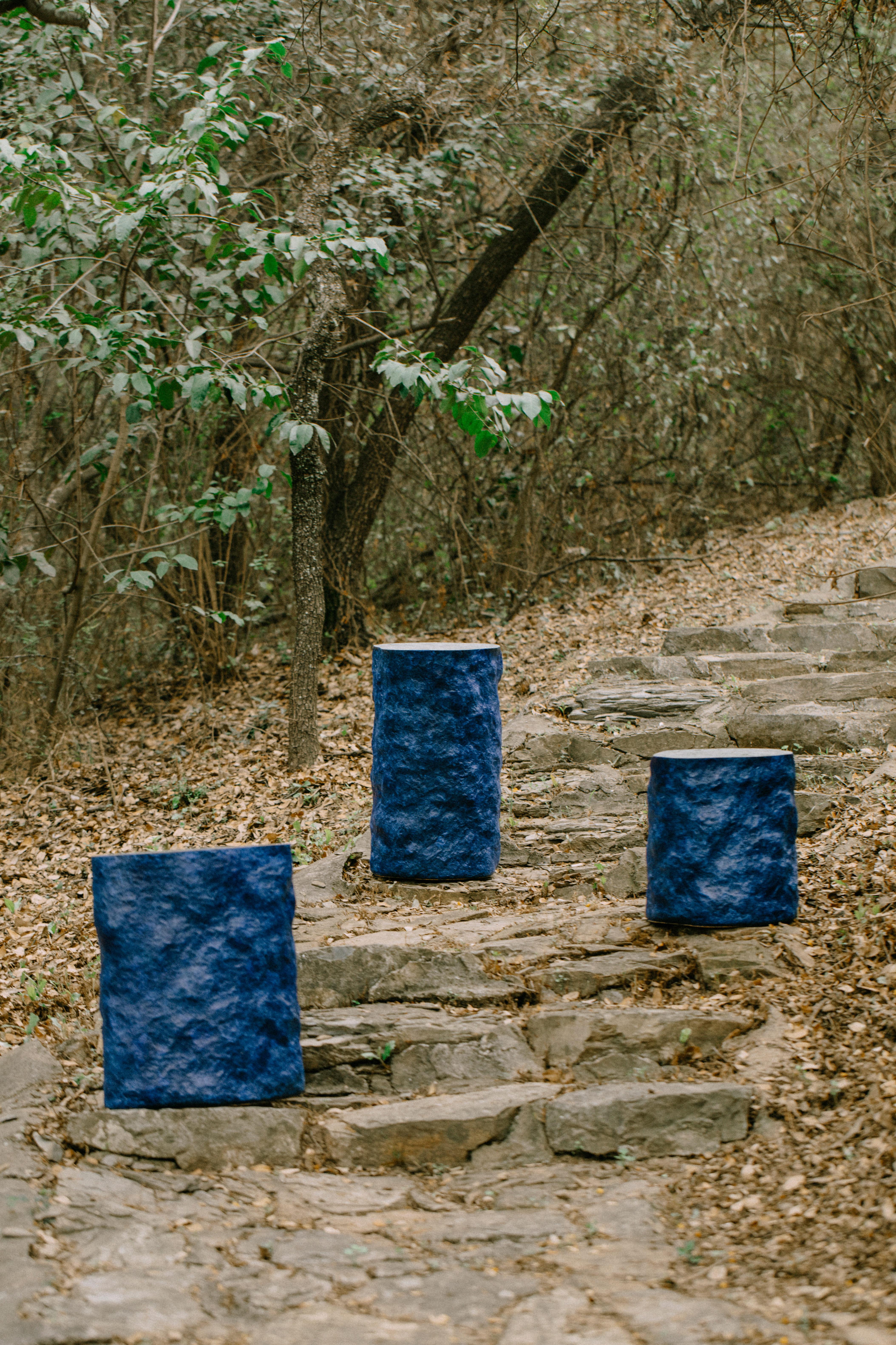 Set of 3 Piedra Pedestals by Algo Studio For Sale 1