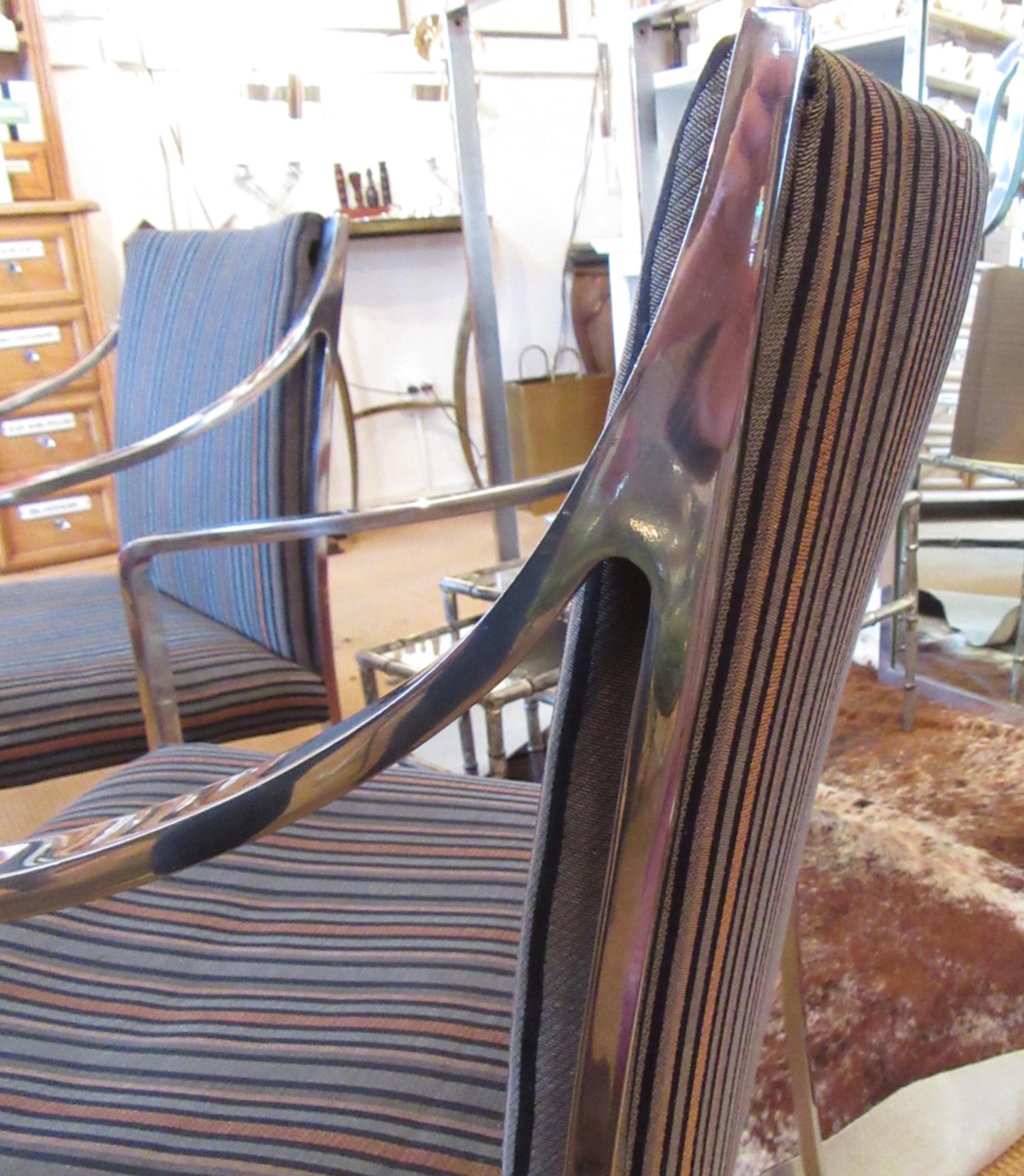 Set of 3 Pierre Cardin Chrome Armchairs In Good Condition In Mt Kisco, NY