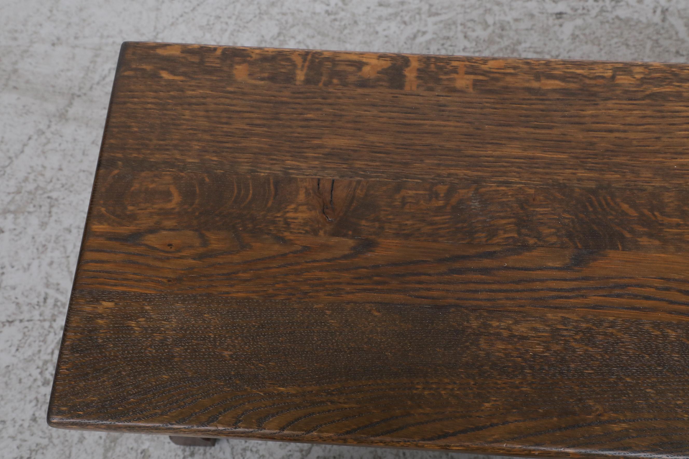 Set of 3 Pierre Chapo Inspired Brutalist Dark Oak Nesting Tables 5