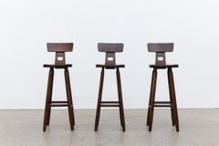 Set of 3 Pierre Chapo Inspired T-Back Bar Stools