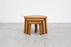 Set of 3 Pierre Chapo Style Brutalist Triangle Nesting Tables