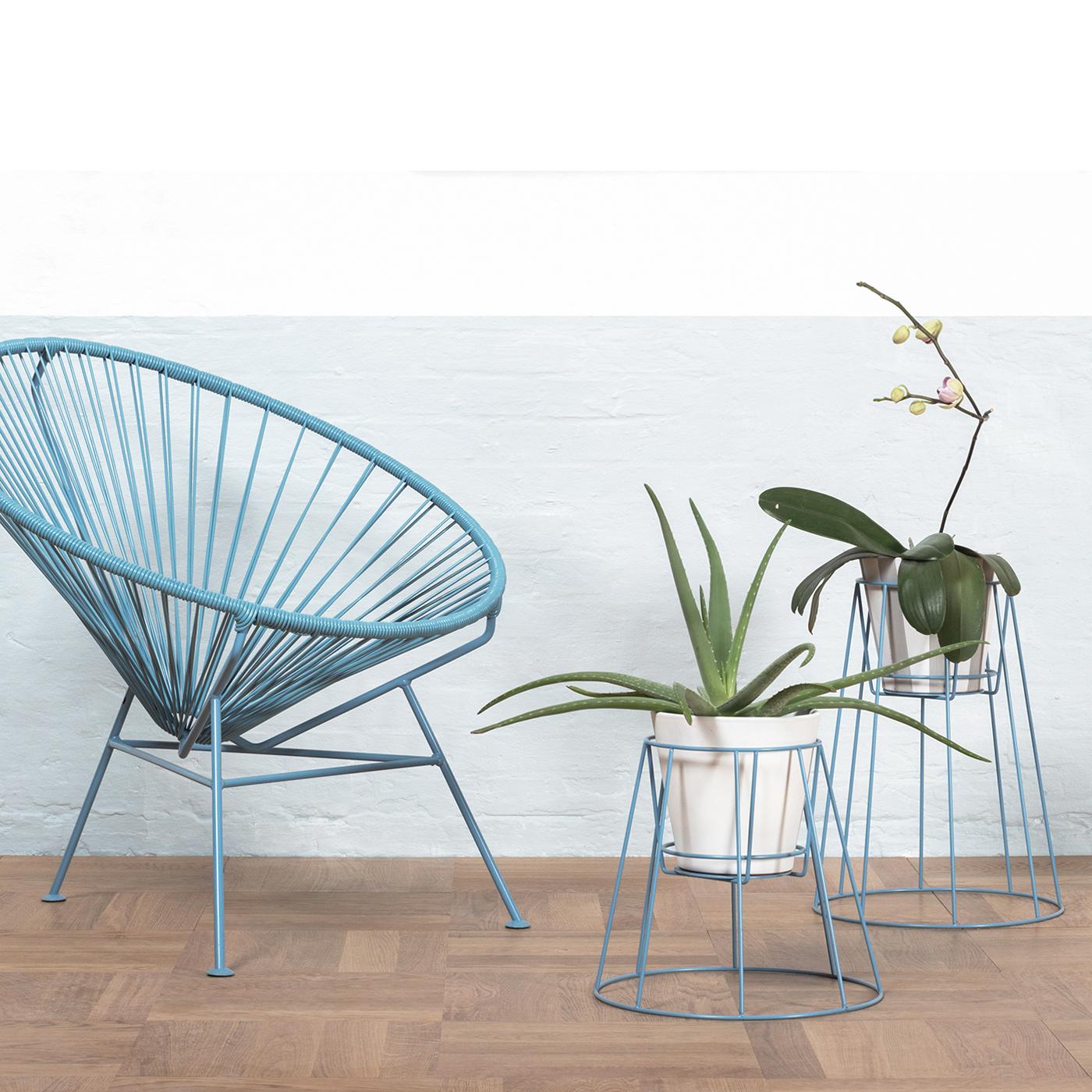 Postmoderno Set di 3 piantane Cibele Blu Piccione di OK Design in vendita