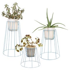 Set of 3 Pigeon Blue Cibele Plant Stands by OK Design