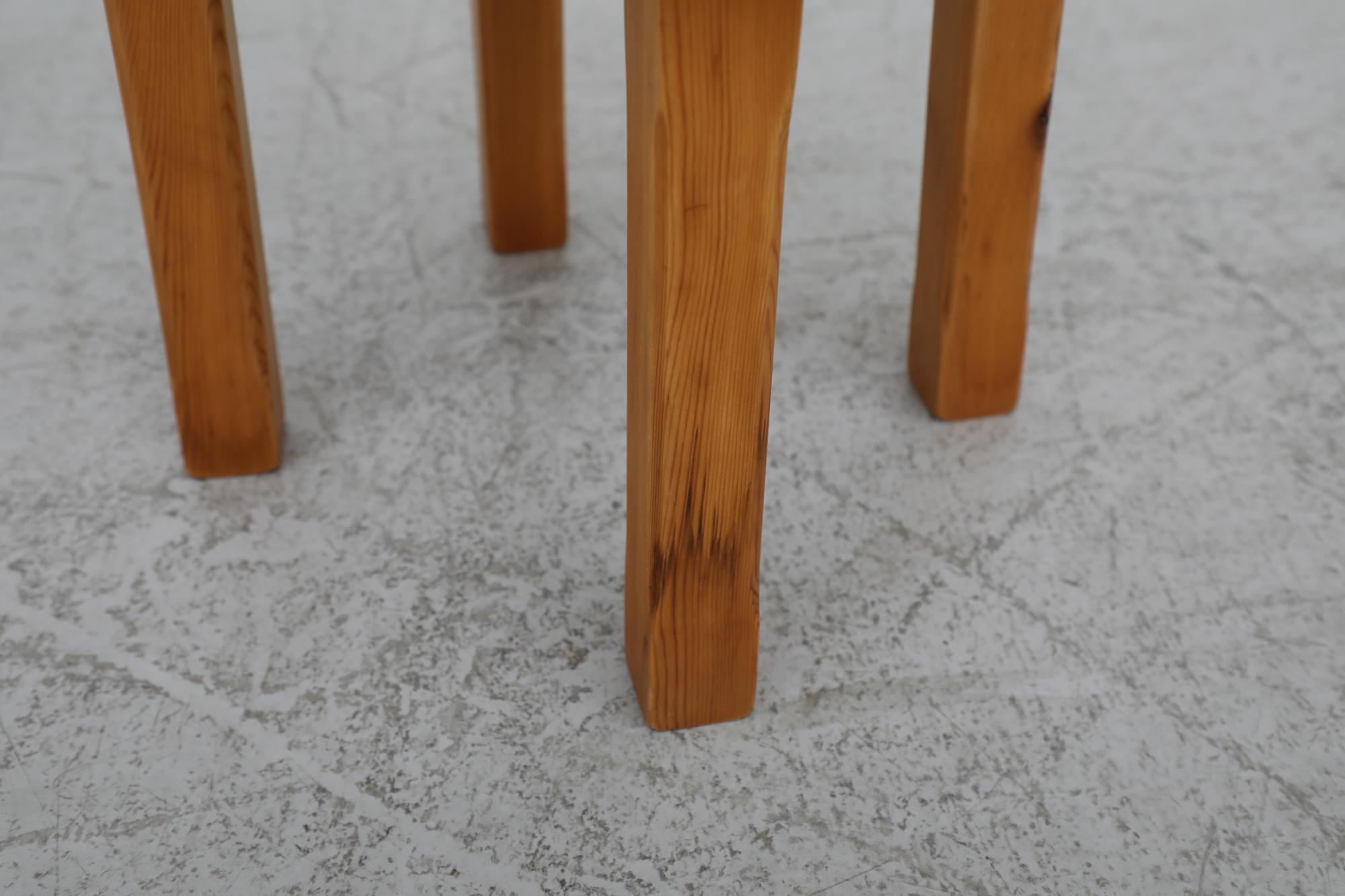 Set of 3 Pine Charlotte Perriand Style Brutalist Nesting Tables For Sale 5