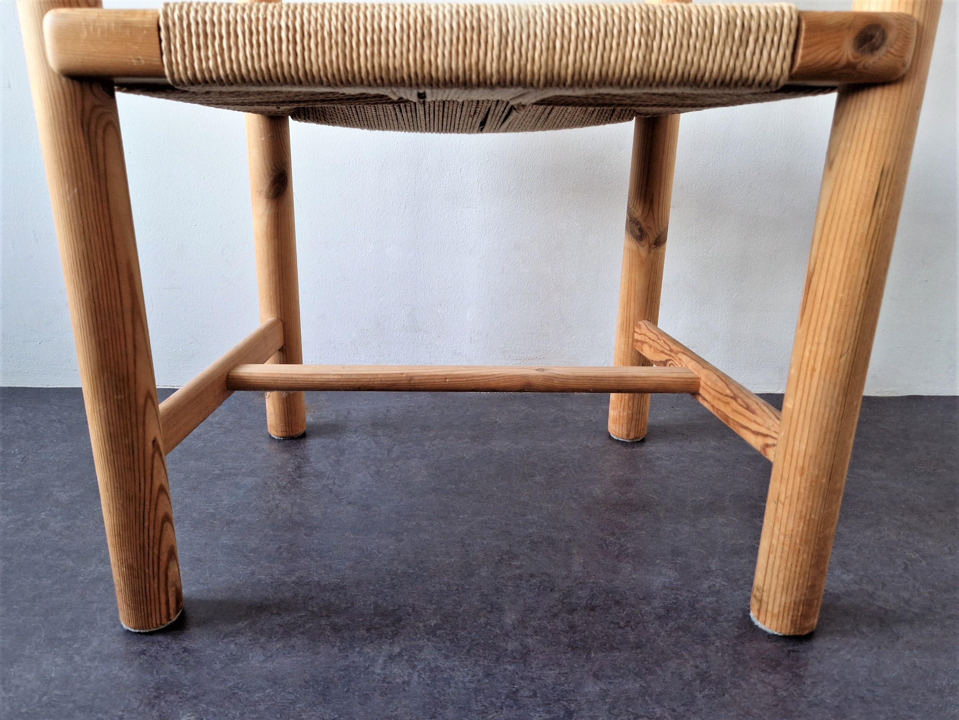 Corde en papier Lot de 3 fauteuils en Wood Wood avec assise en corde de papier pour Gramrode Møbelfabrik en vente