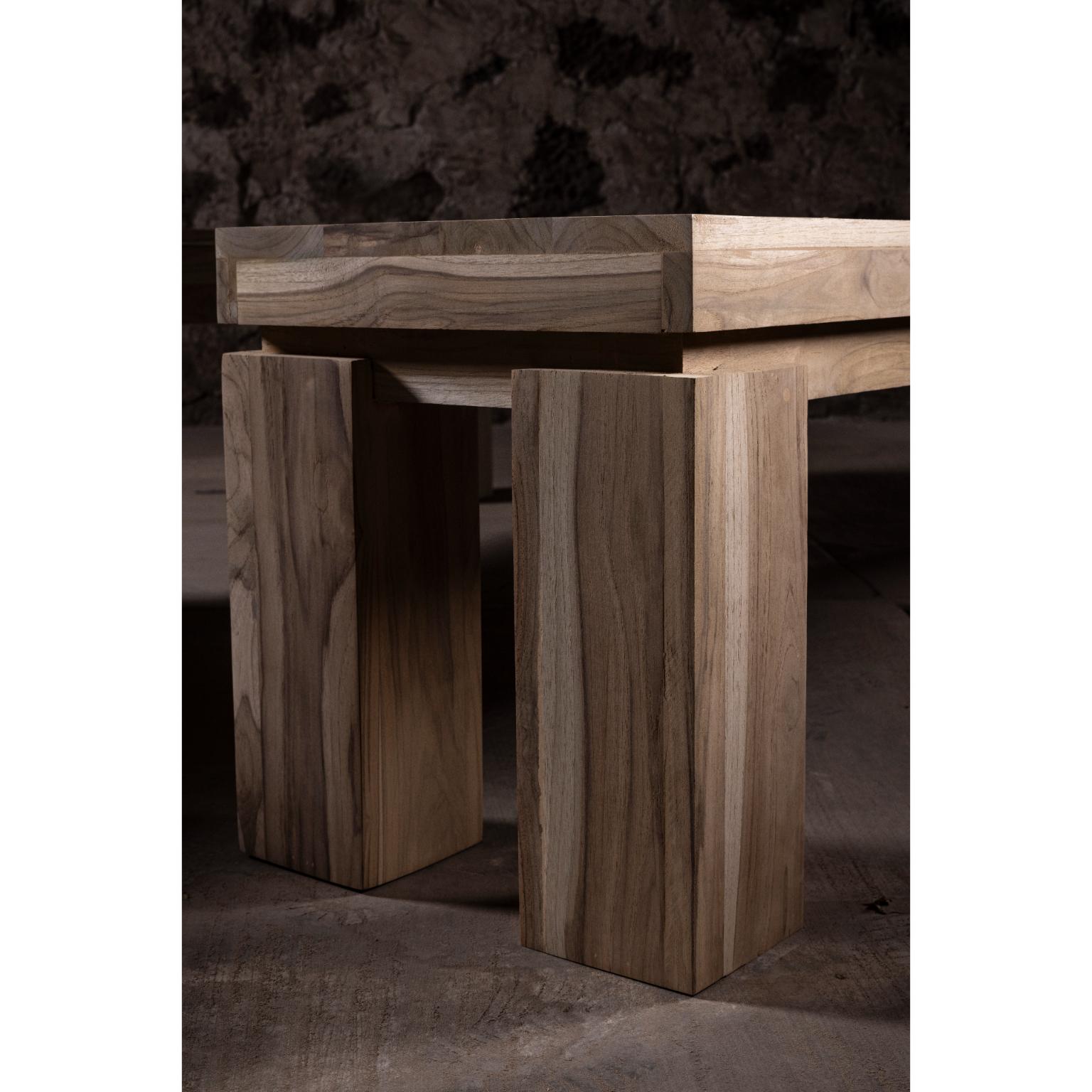 Set Of 3 Ping Pong Oak Game Table & Two Natural Teak Benches by No Age Studio en vente 2