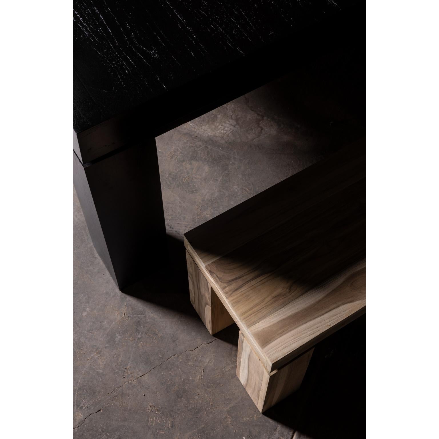 XXIe siècle et contemporain Set Of 3 Ping Pong Oak Game Table & Two Natural Teak Benches by No Age Studio en vente