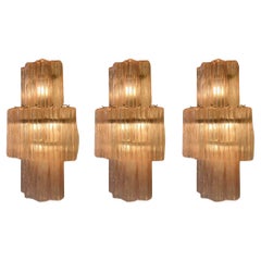 Set of 3 Pink Huge Murano Glass Wall Sconces