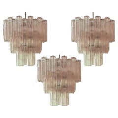 Ensemble de 3 lustres Tronchi de Murano roses