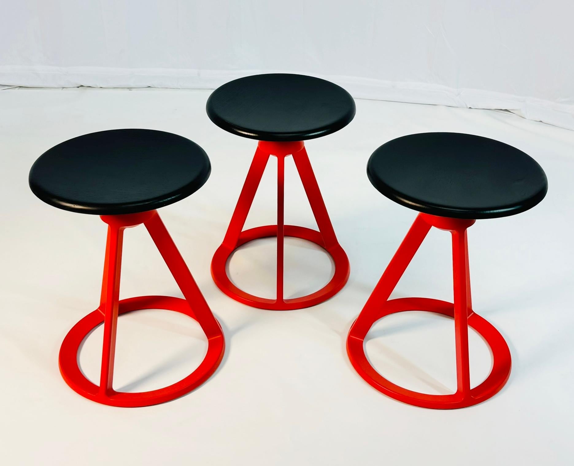 Post-Modern Set of 3 Piton Stools by Edward Barber & Jay Osgerby for Knoll, Signed For Sale