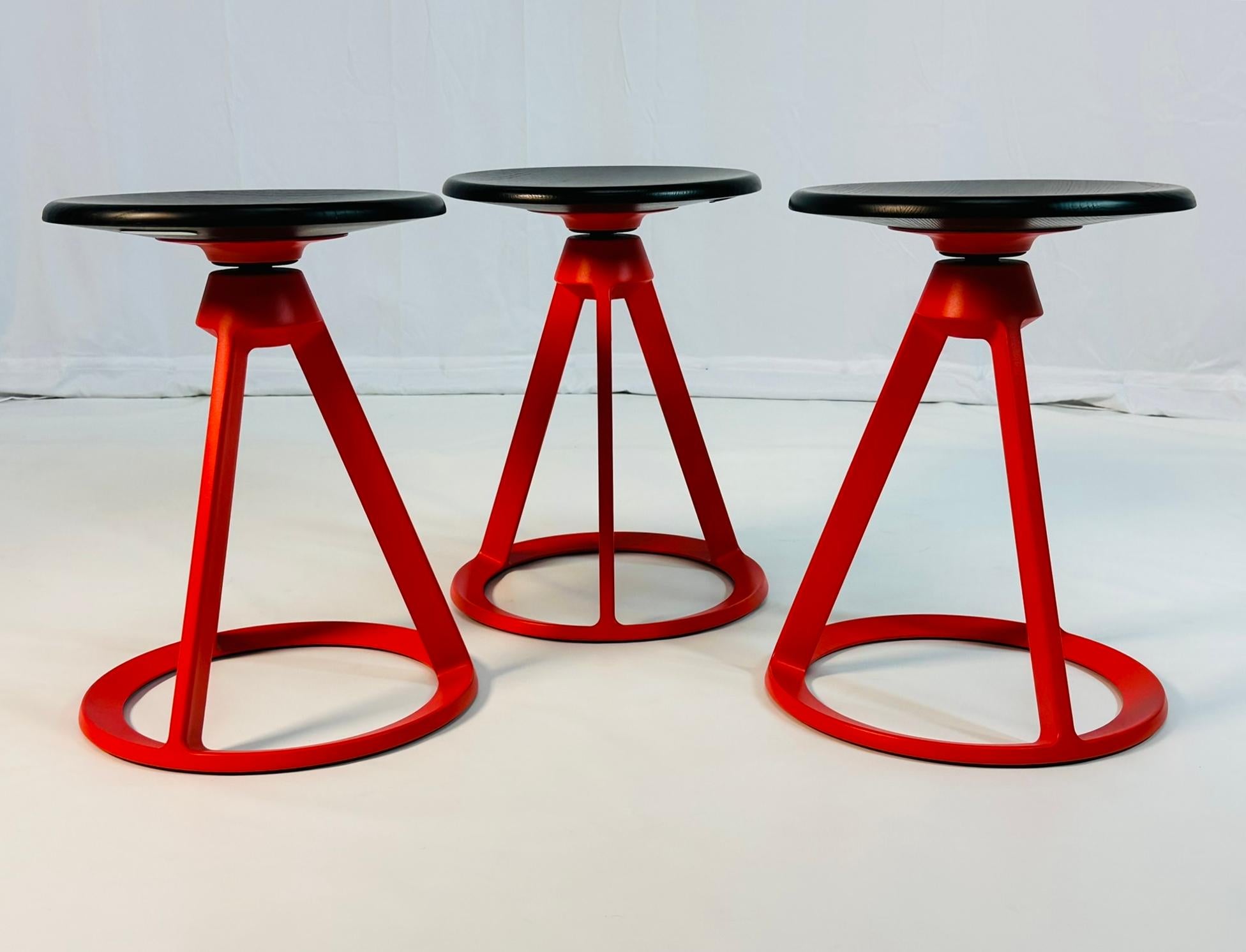 Contemporary Set of 3 Piton Stools by Edward Barber & Jay Osgerby for Knoll, Signed For Sale