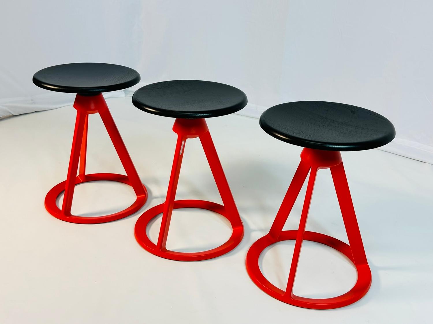 Steel Set of 3 Piton Stools by Edward Barber & Jay Osgerby for Knoll, Signed For Sale