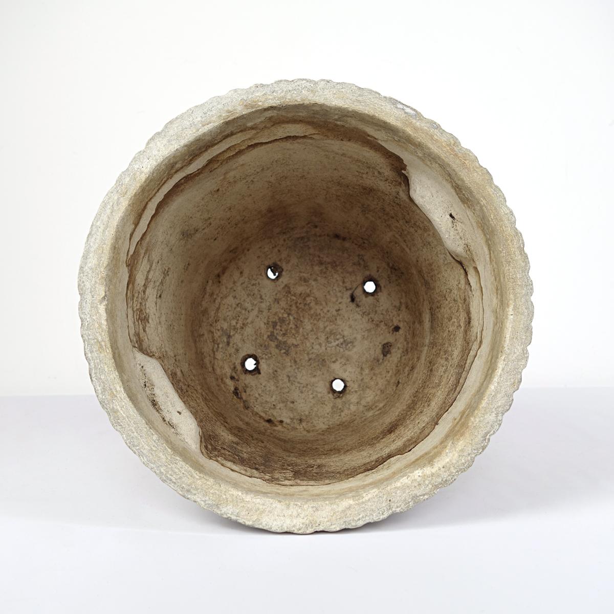 Concrete Set of 3 Planters in Flower Pot Shape with Ribbed Rims by Willy Guhl for Eternit