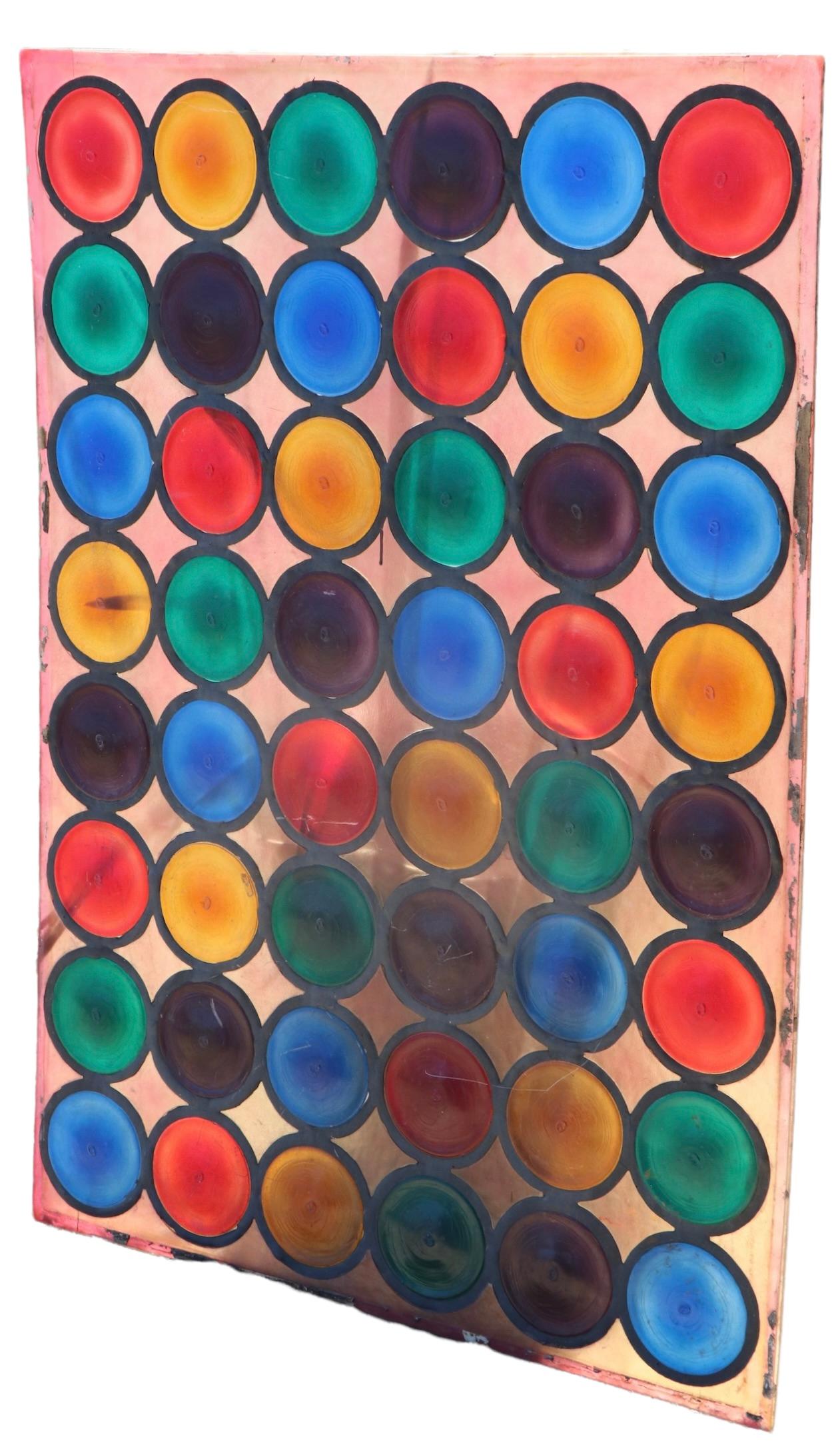 Ensemble de 3 panneaux en plastique plombé en verre de style « Bullseye » en vente 7
