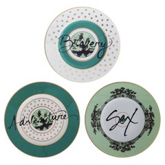 Set of 3 Plates The Road to Heaven Is Paved with Excess in Green by GINORI 1735