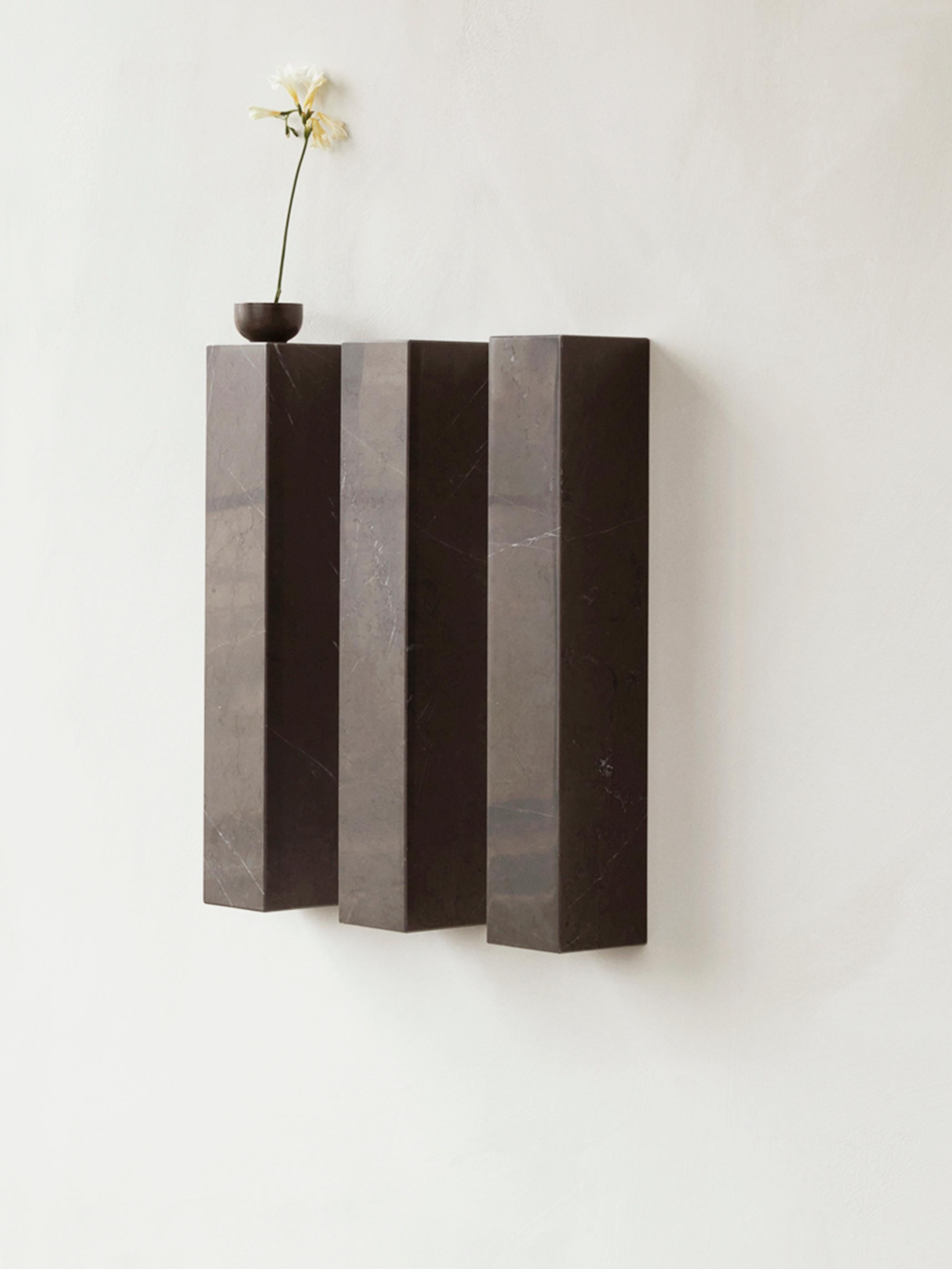 Set of 3 Plinth Shelves in Grey Marble Kendzo by Norm Architects for Audo In New Condition For Sale In Dubai, AE