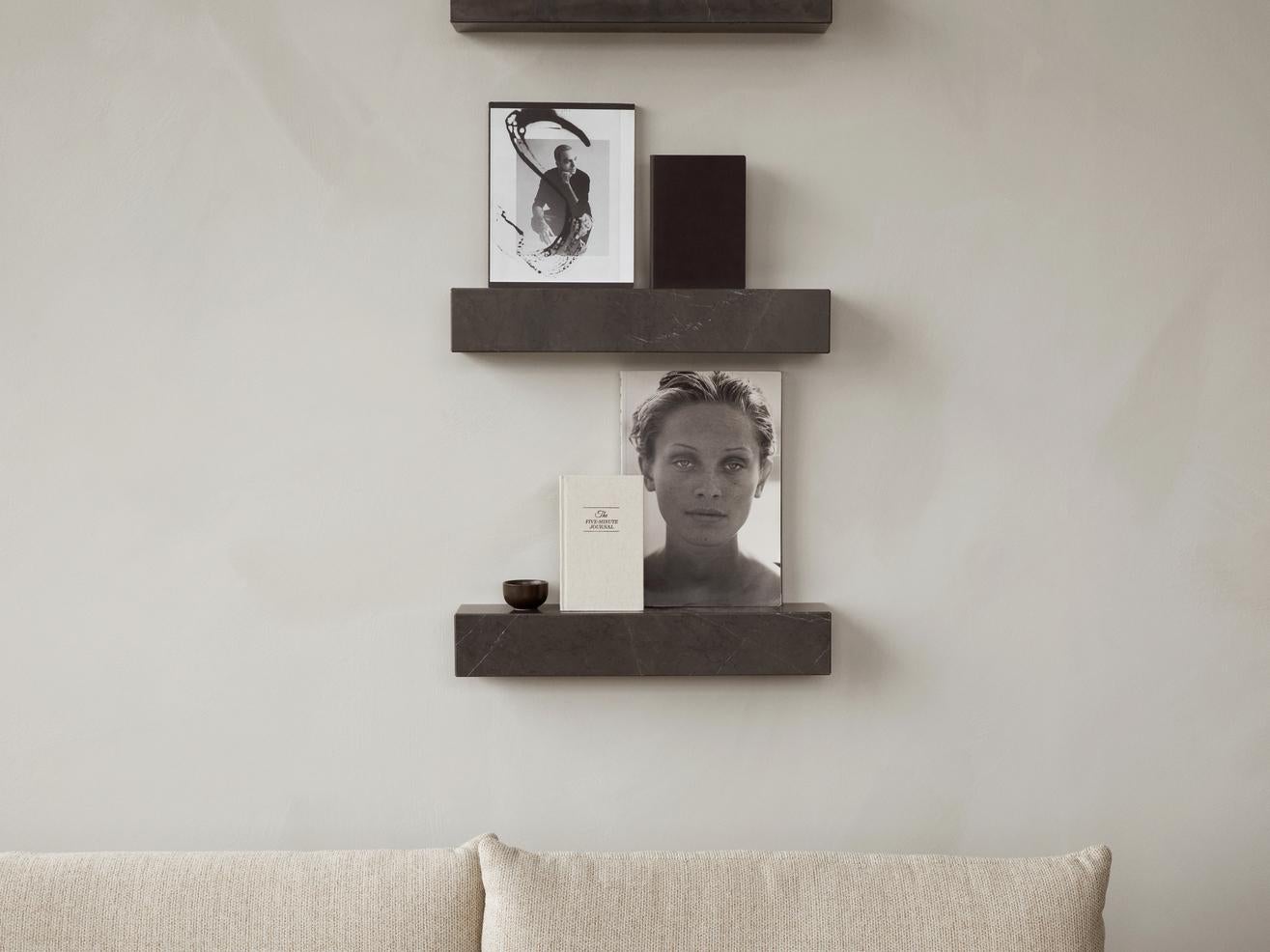 Contemporary Set of 3 Plinth Shelves in Grey Marble Kendzo by Norm Architects for Audo For Sale