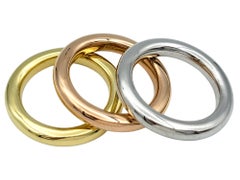 Set of 3 Polished Stacking Band Rings in 18 Karat White, Rose and Yellow Gold