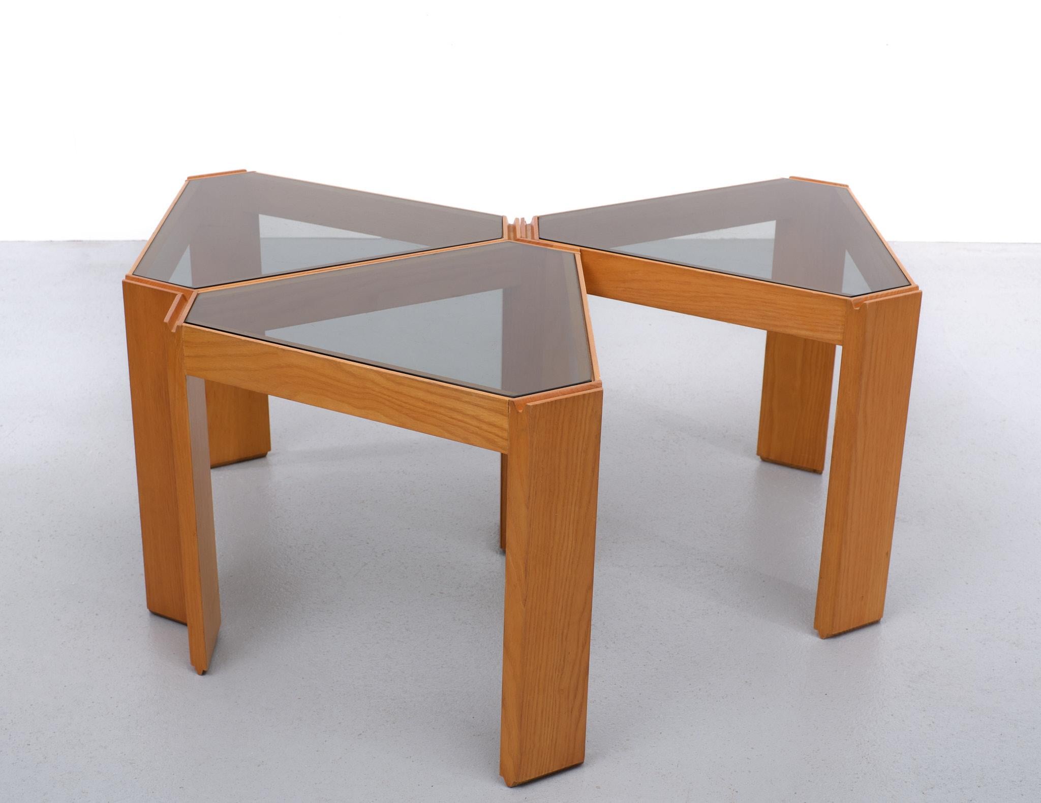 Mid-Century Modern Set of 3 Porada Arredi Stackable Side Tables, 1970s