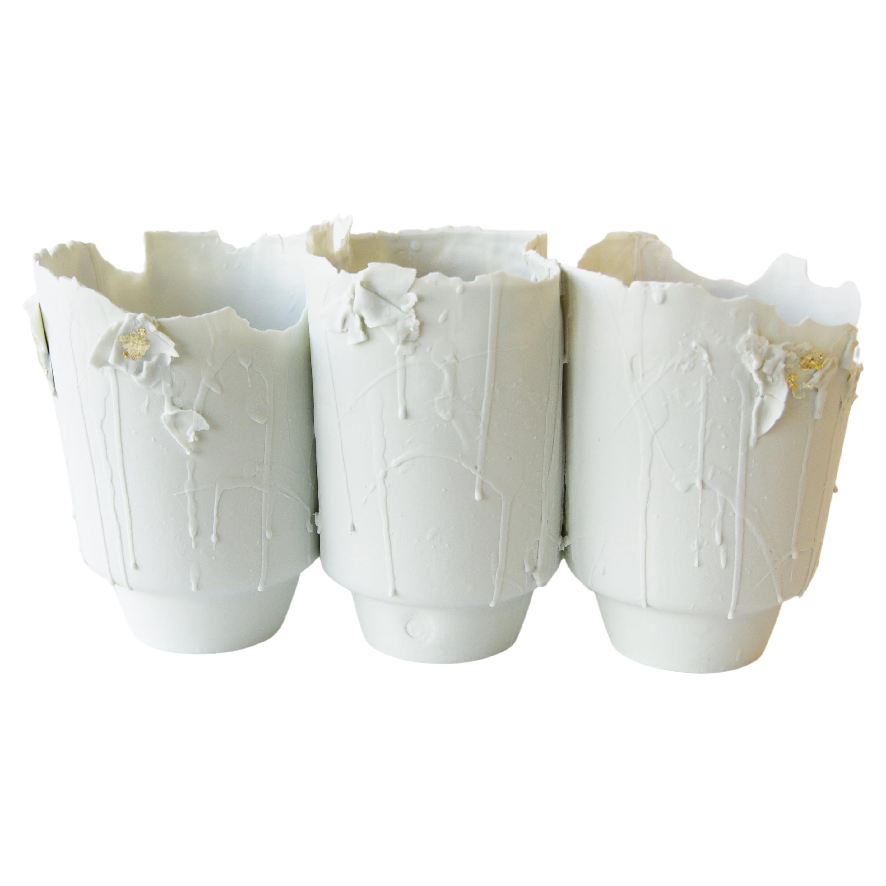 Set of 3 Porcelain Big Vases Imperfections by Dora Stanczel For Sale