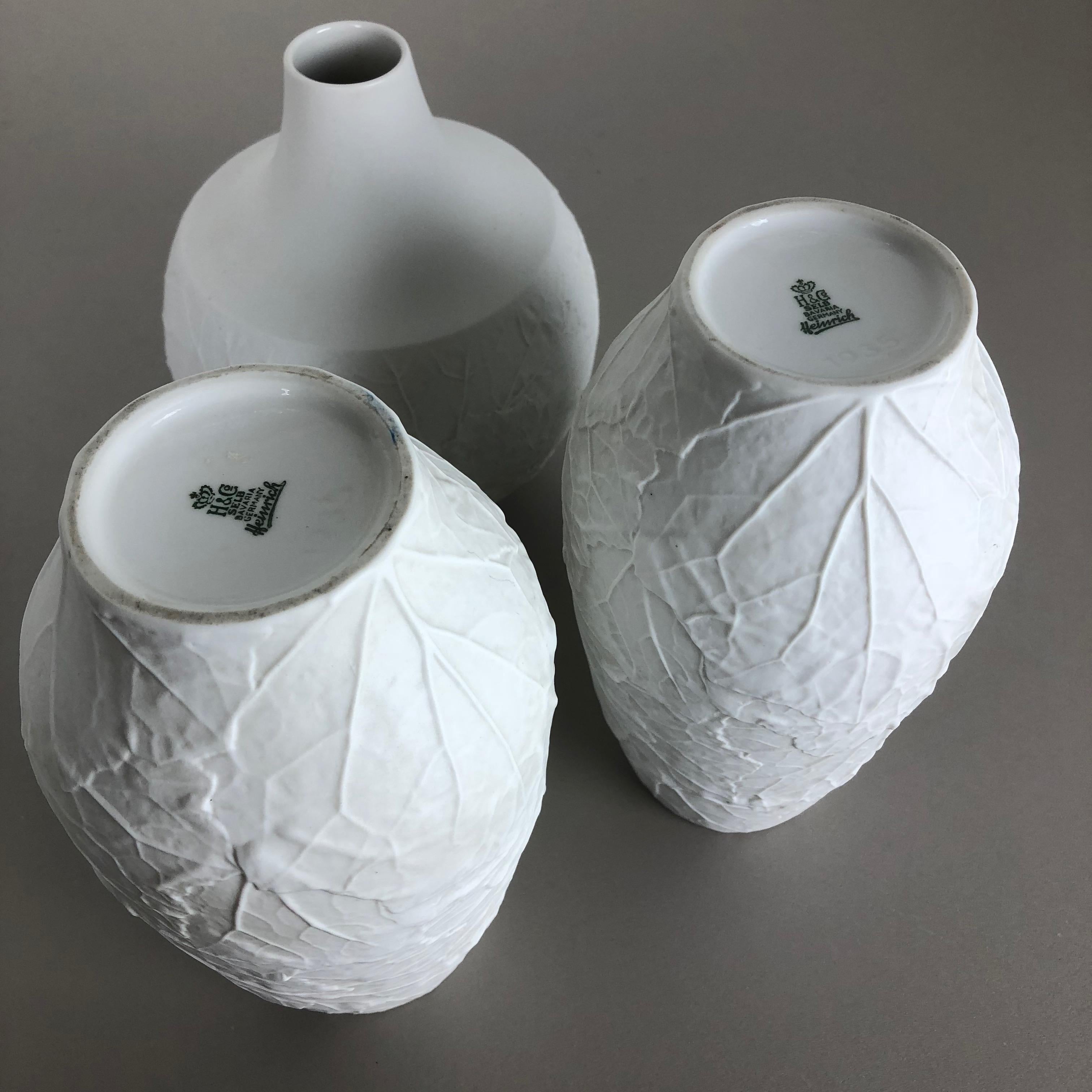Set von 3 Op-Art-Vasen aus Porzellan „LEAF“ von Heinrich Selb, Deutschland, 1970er Jahre im Angebot 9