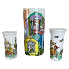 Retro Set of 3 Porcelain Vase by Björn Wiinblad for Rosenthal Studio Line Germany 1970