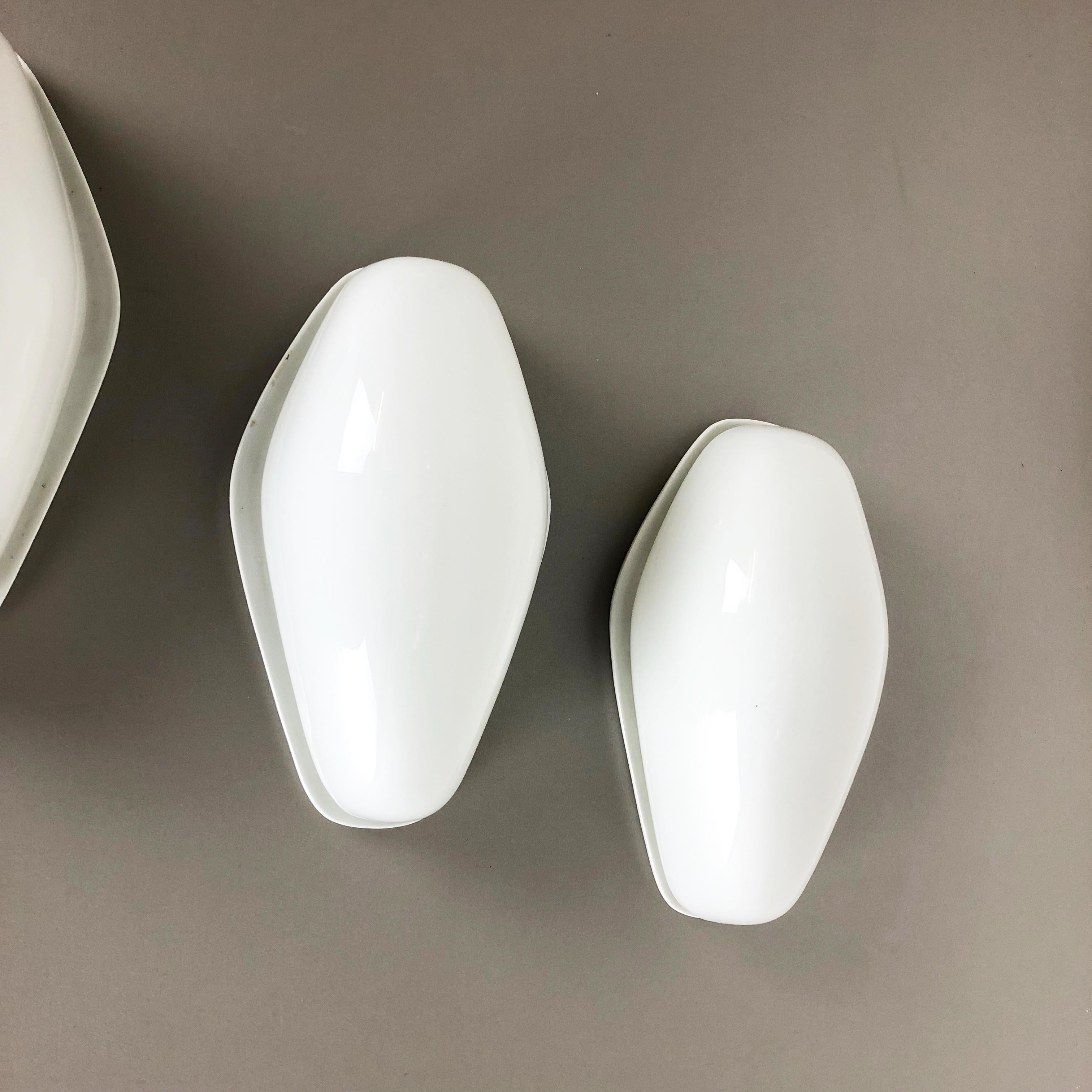 Mid-Century Modern Set of 3 Porcelain Wall Light 