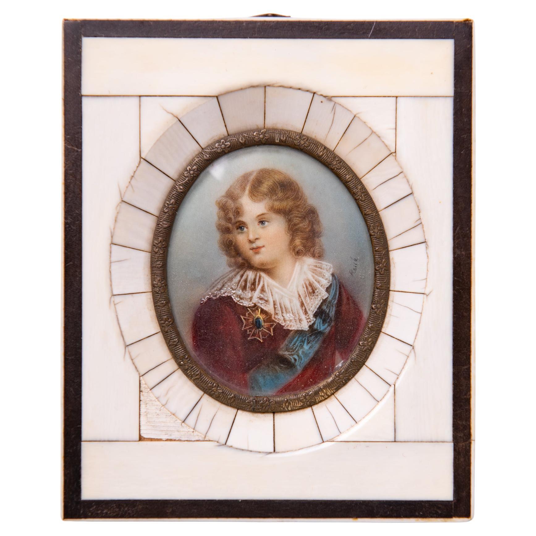 Conjunto de 3 retratos de Napoleón con su mujer y su hijo Pintado a mano en venta
