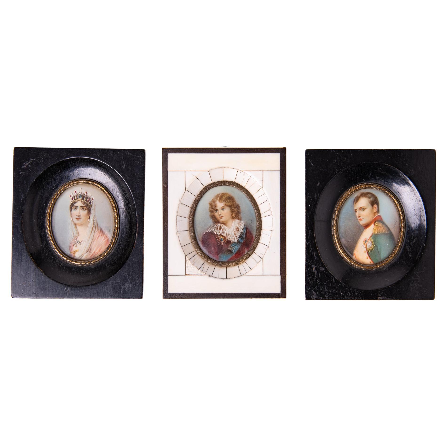 Set von 3 Porträts von Napoleon mit seiner Frau und seinem Sohn