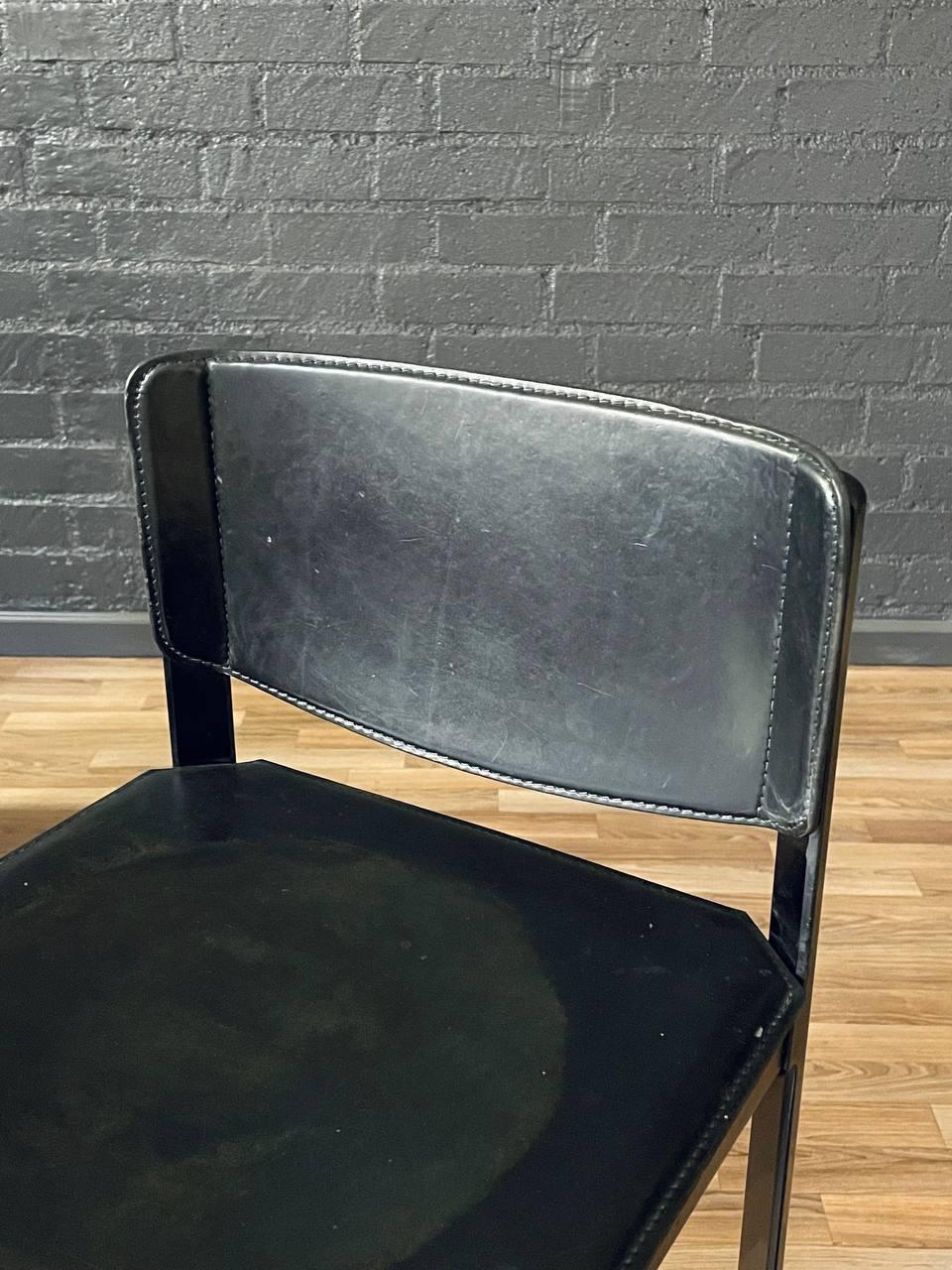 Set of 3 Post Italian Modern Leather Bar Stools by Matteo Grassi 3