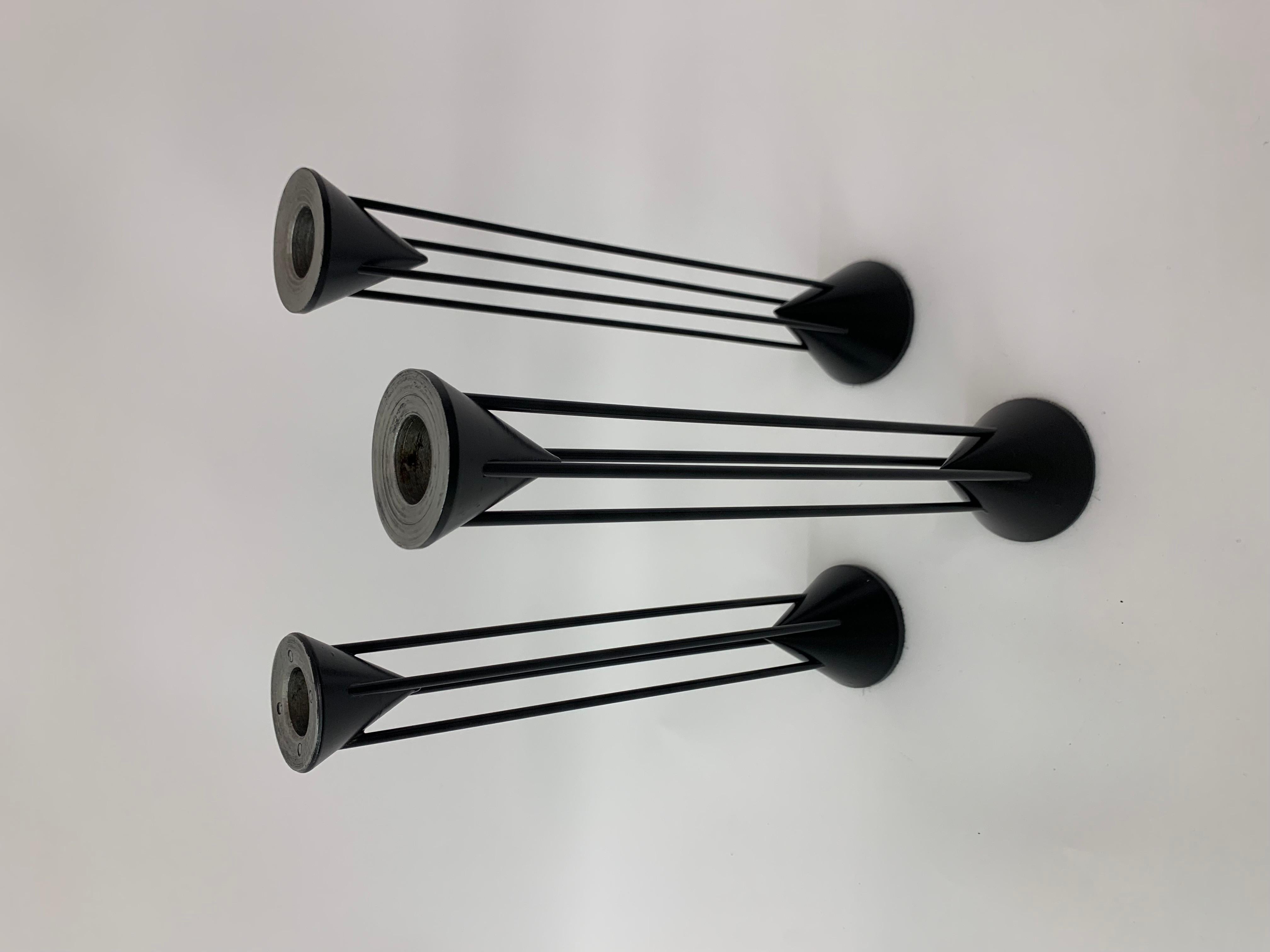 Set of 3 Post-Modern Memphis Candle Sticks by Markus Borgens, 1980s For Sale 2