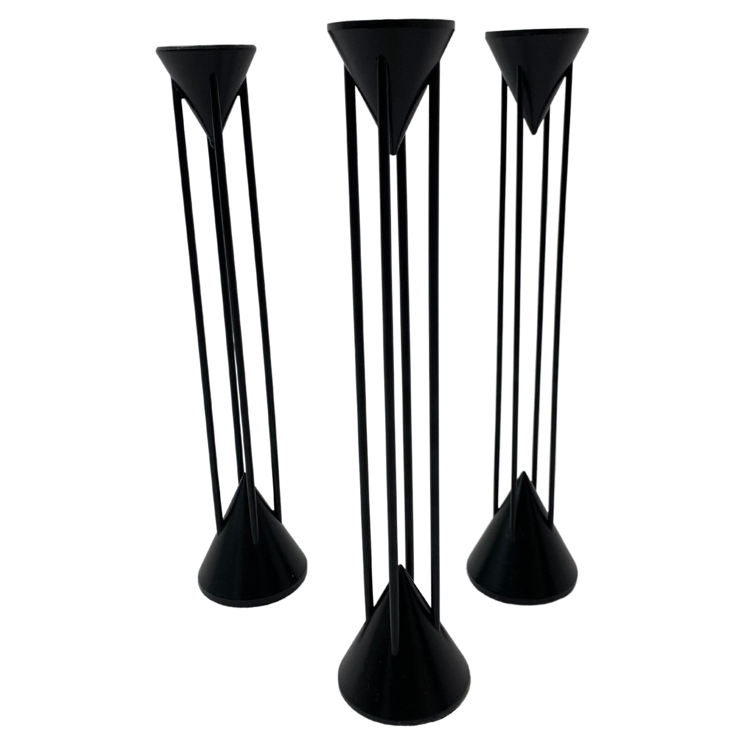 Set of 3 Post-Modern Memphis Candle Sticks by Markus Borgens, 1980s For Sale
