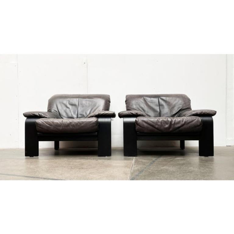 Set of 3 Postmodern German Brutalist Lounge Armchairs & Sofa by Rolf Benz, 1990s For Sale 2