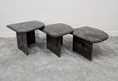 Set di 3 tavolini da salotto postmoderni in granito, Italia anni '80
