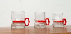 Set of 3 Postmodern Octagon Tea Glasses, 1980s