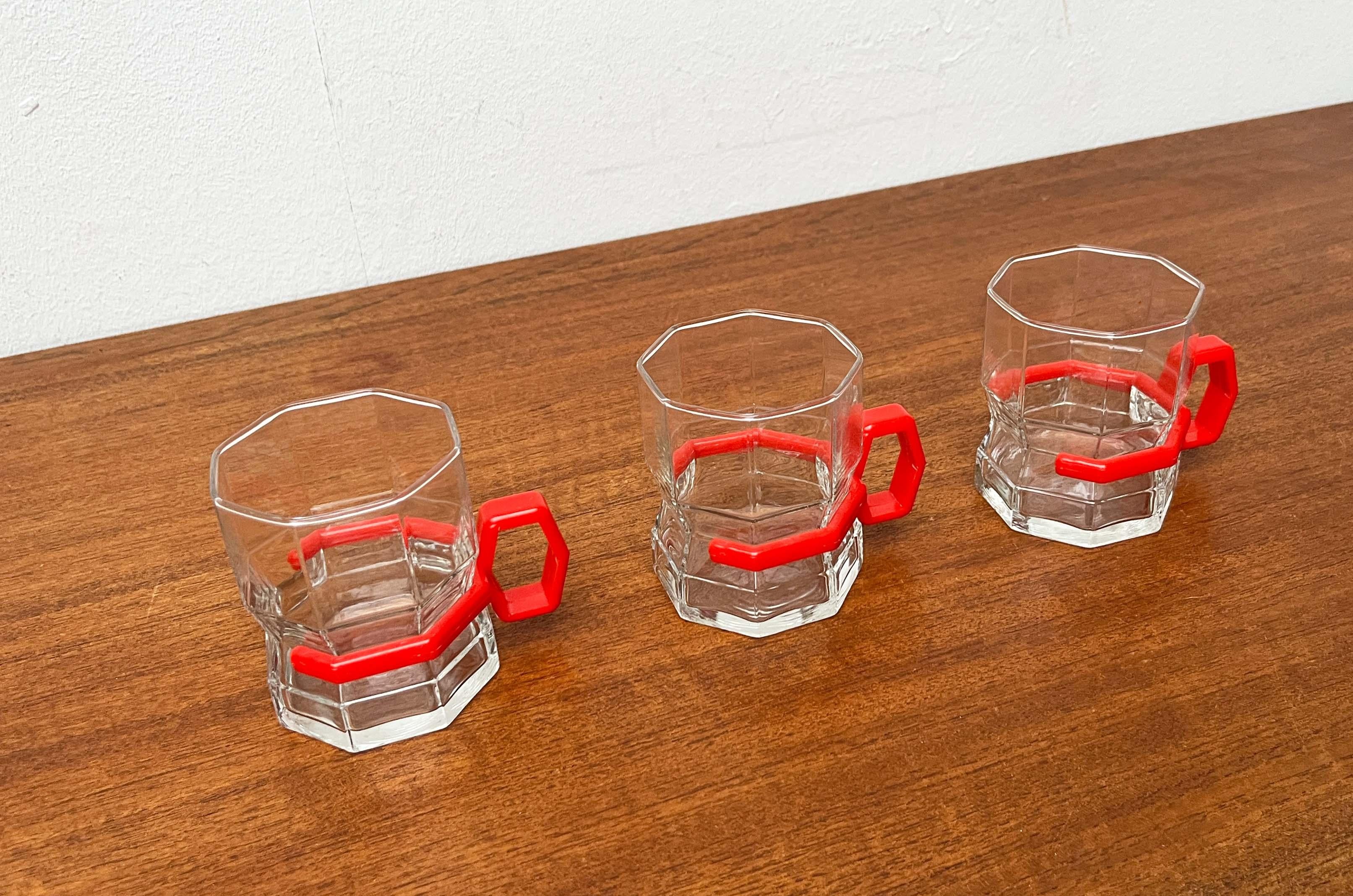Juego de 3 vasos de té octogonales postmodernos, años 80 en Bueno estado para la venta en Hamburg, DE