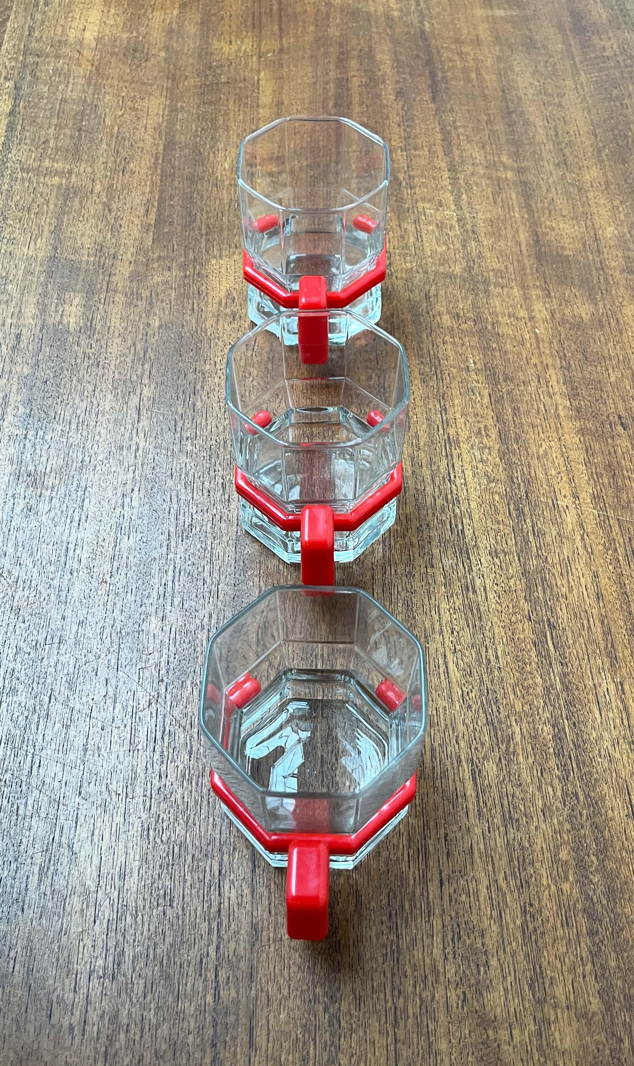 Juego de 3 vasos de té octogonales postmodernos, años 80 Vidrio en venta