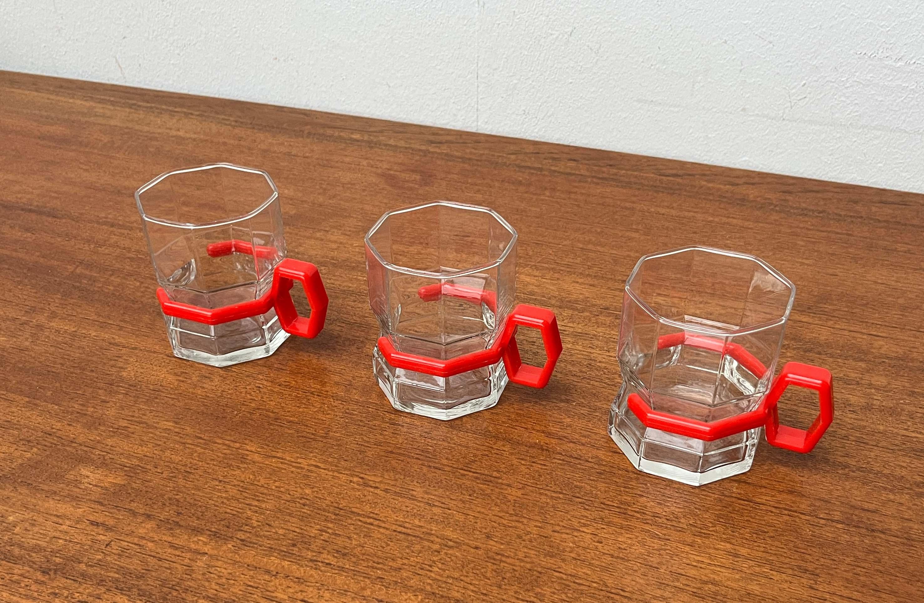 Juego de 3 vasos de té octogonales postmodernos, años 80 en venta 2