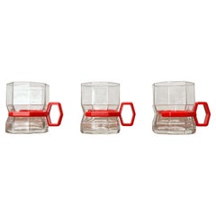 Set of 3 Postmodern Octagon Tea Glasses, 1980s