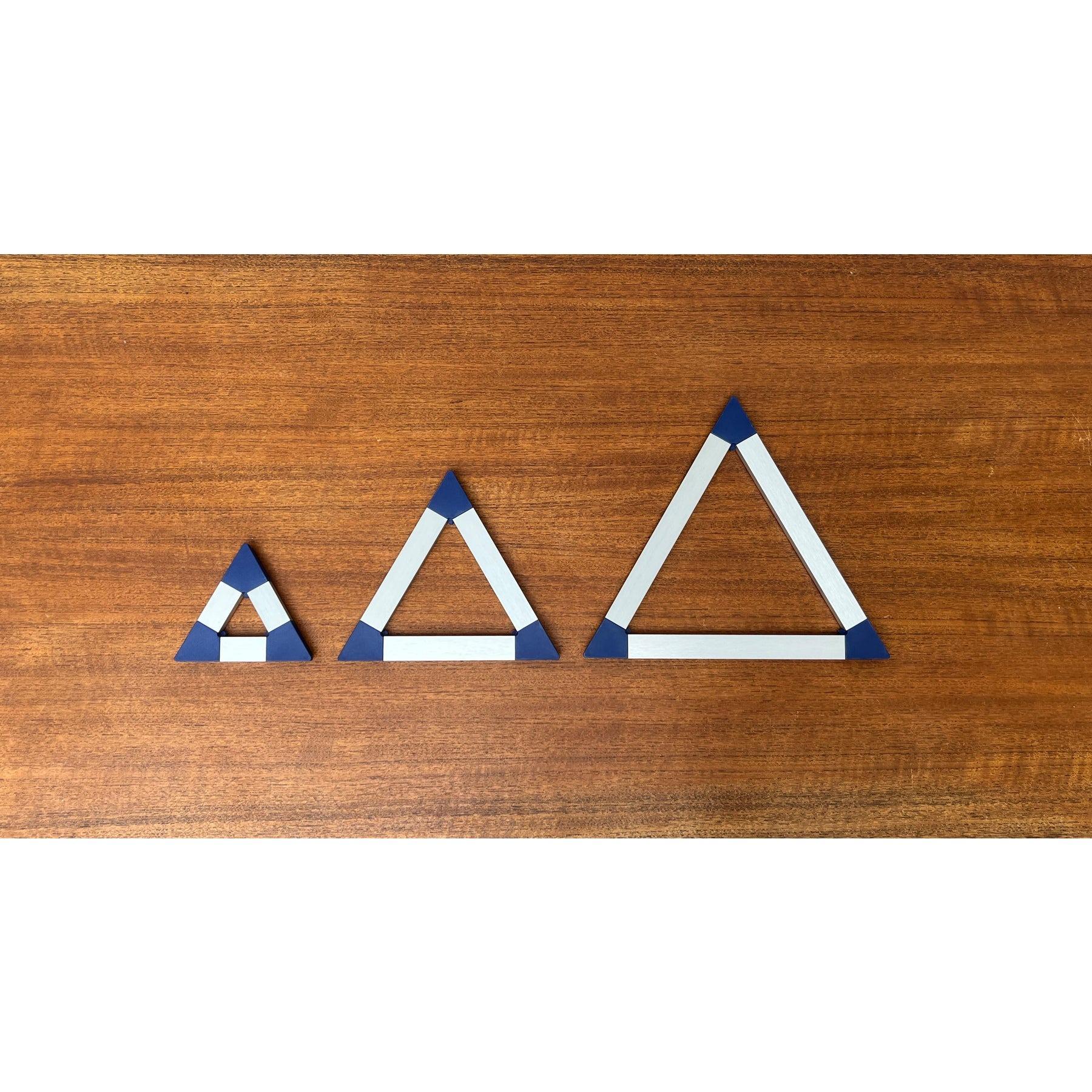 Set of 3 Postmodern Triangular Trivet Coasters by Jorgen Meldgaard, 1980s For Sale 1