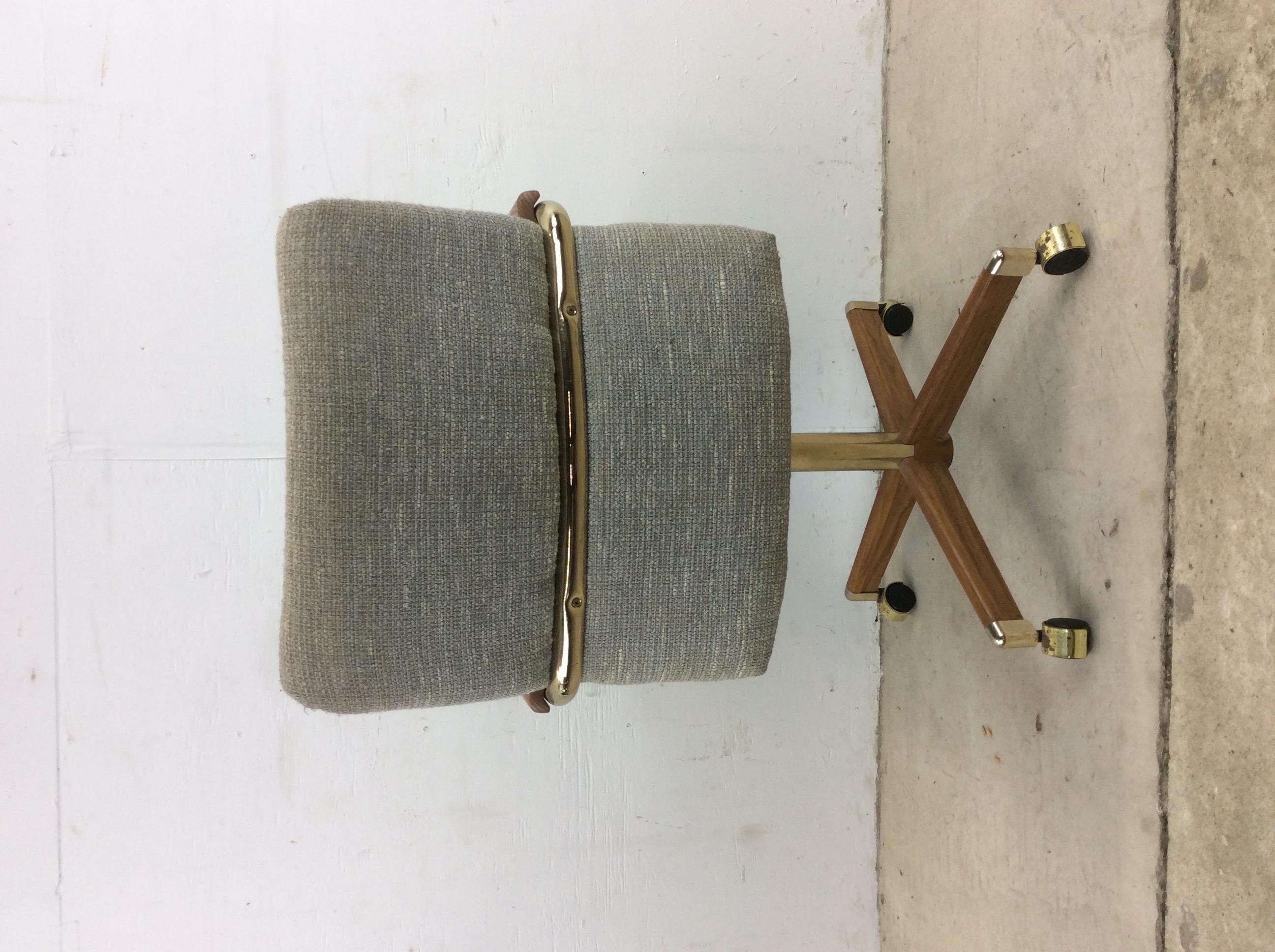 Brass Set of 3 Postmodern Upholstered Chairs with Wheeled Base