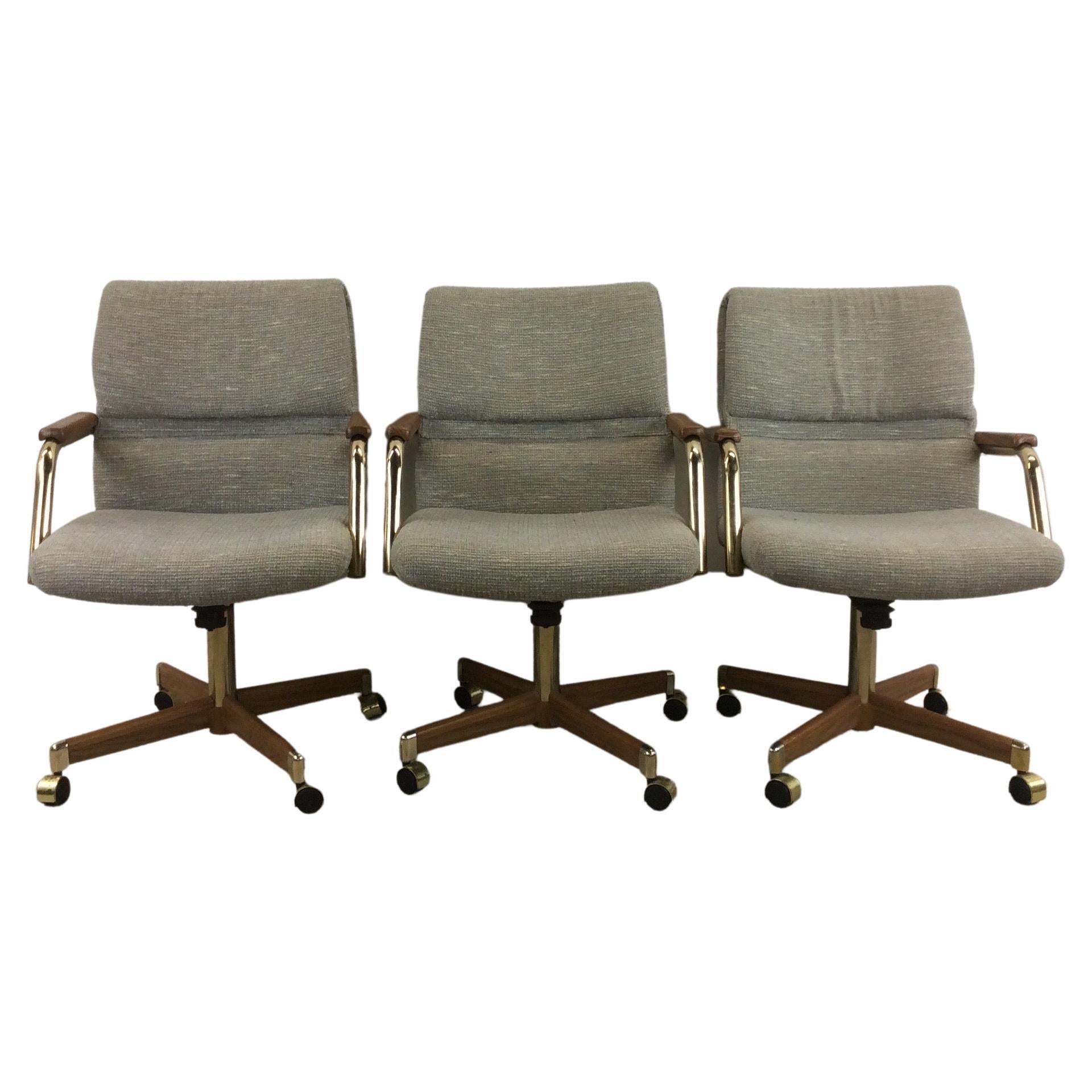Set of 3 Postmodern Upholstered Chairs with Wheeled Base