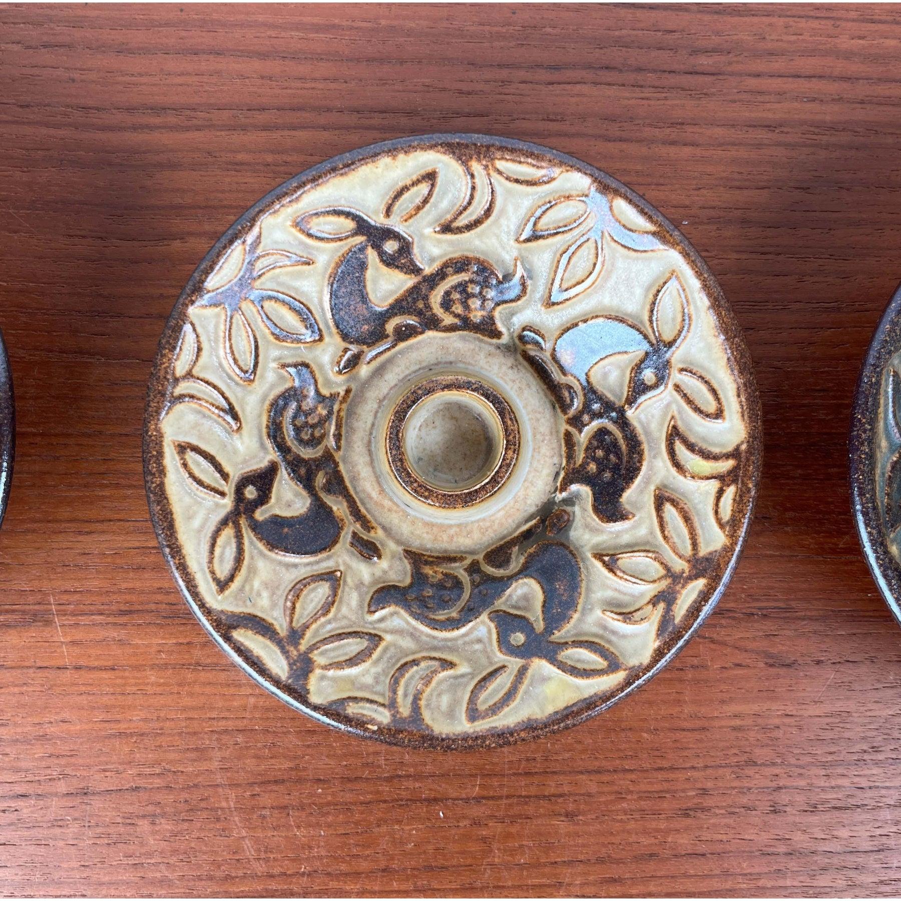Juego de 3 cuencos y candelabro de cerámica de Michael Andersen Keramik, años 60 en venta 6