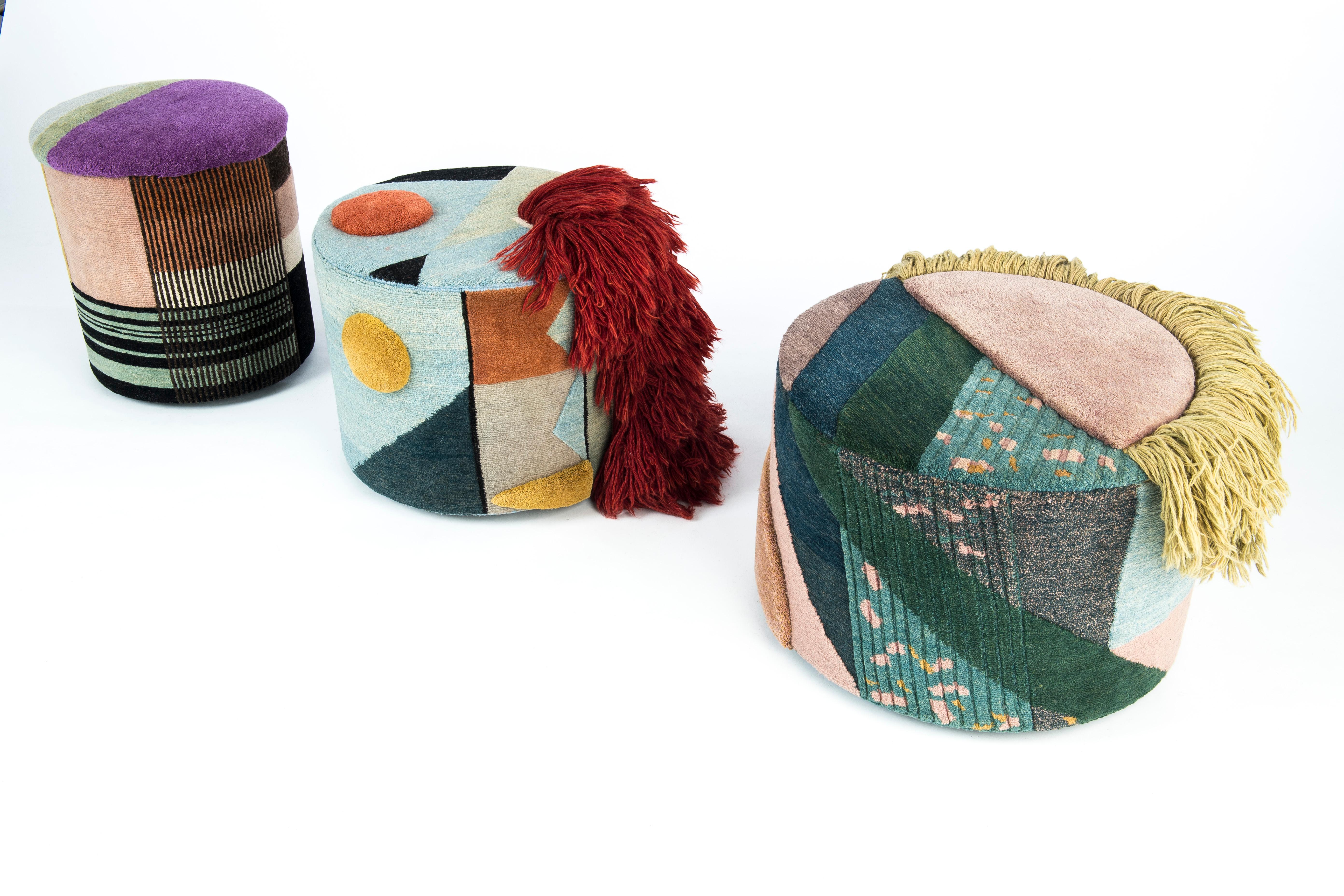 Allemand Ensemble de 3 poufs Charaktere Fred, Massimiliano et Colette de Lyk Carpet en vente