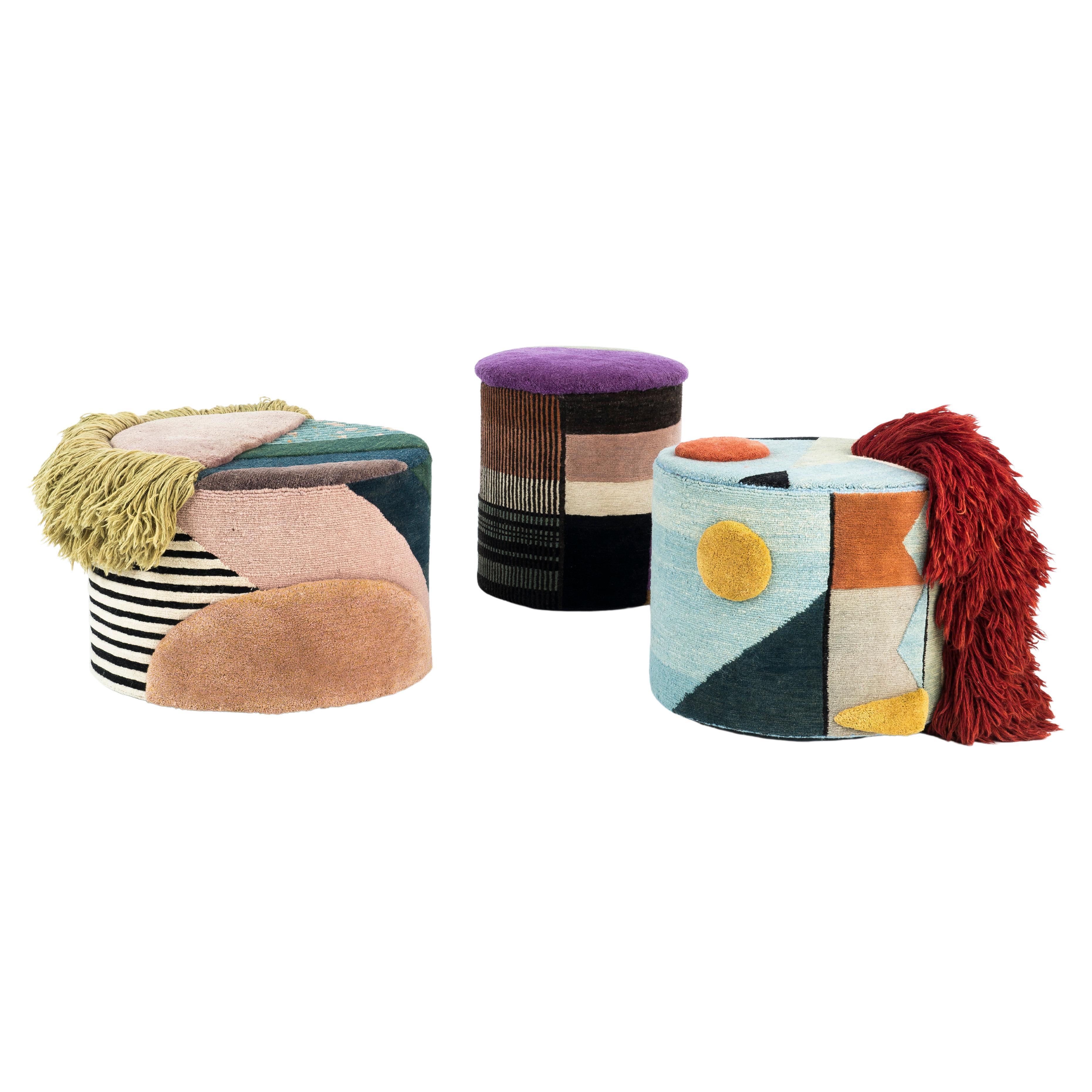 Set of 3 Poufs Charaktere Fred, Massimiliano and Colette by Lyk Carpet