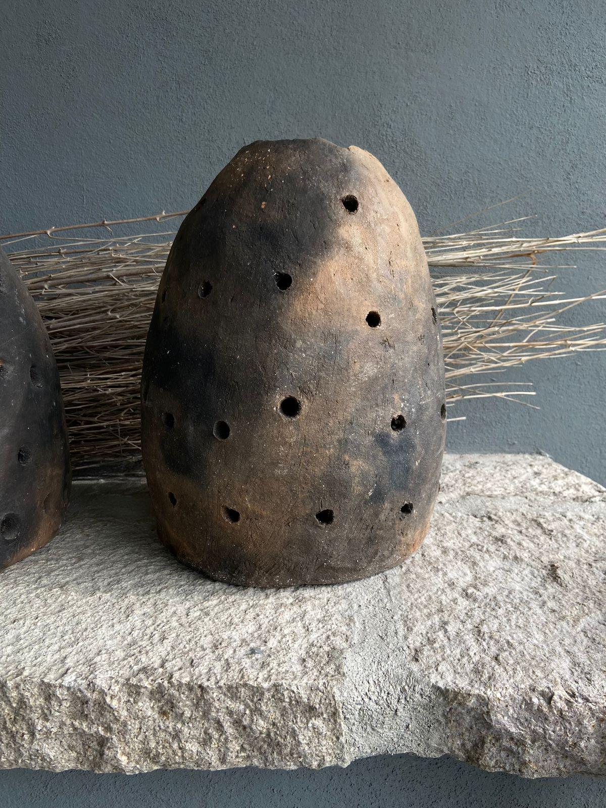 Contemporary Set of 3 Primitive Terracotta Heating Vessels by Artefakto For Sale
