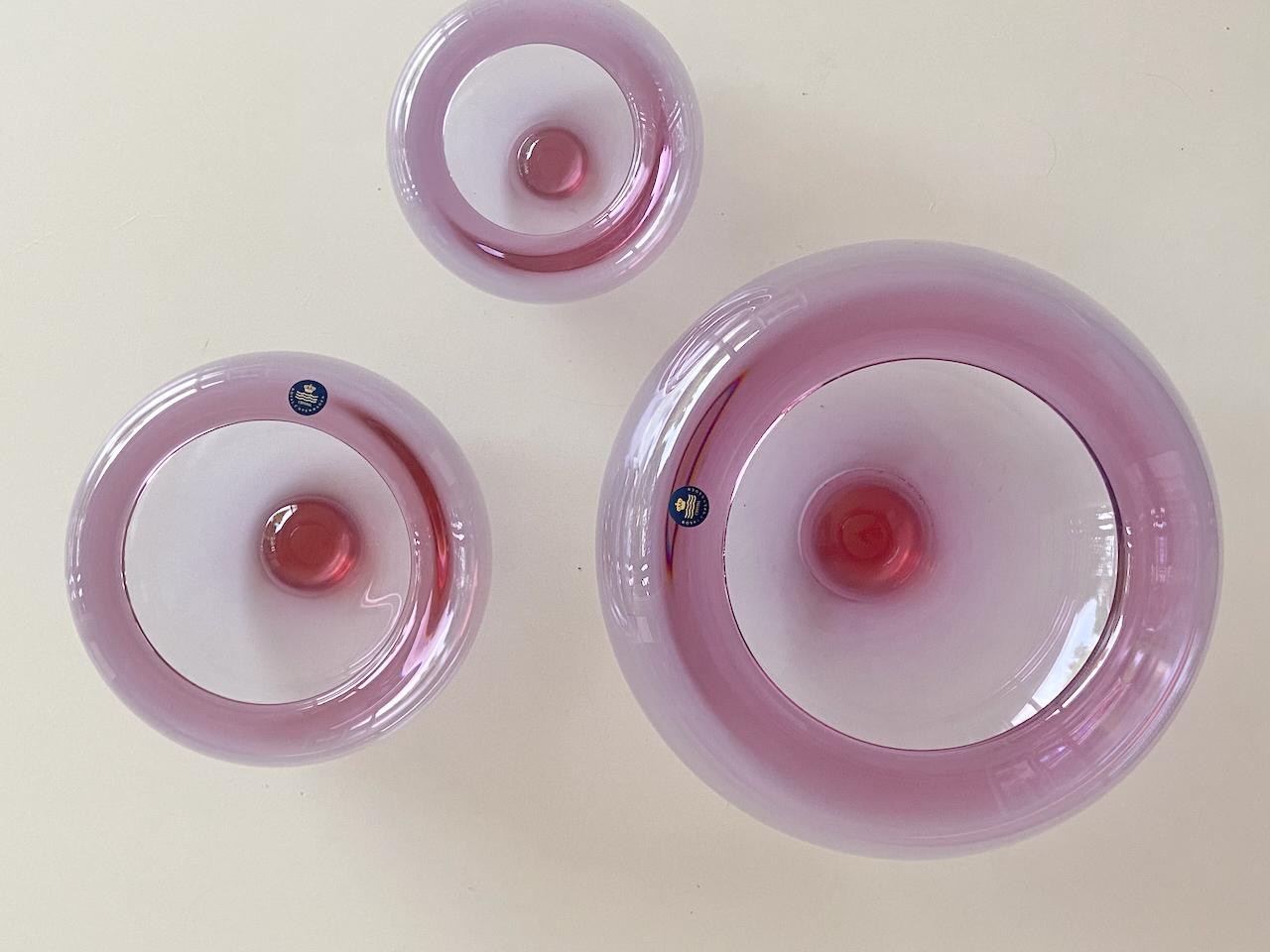 Vetro Set di 3 ciotole in vetro viola Royal Copenhagen Provence by Per Lütken Denmark in vendita