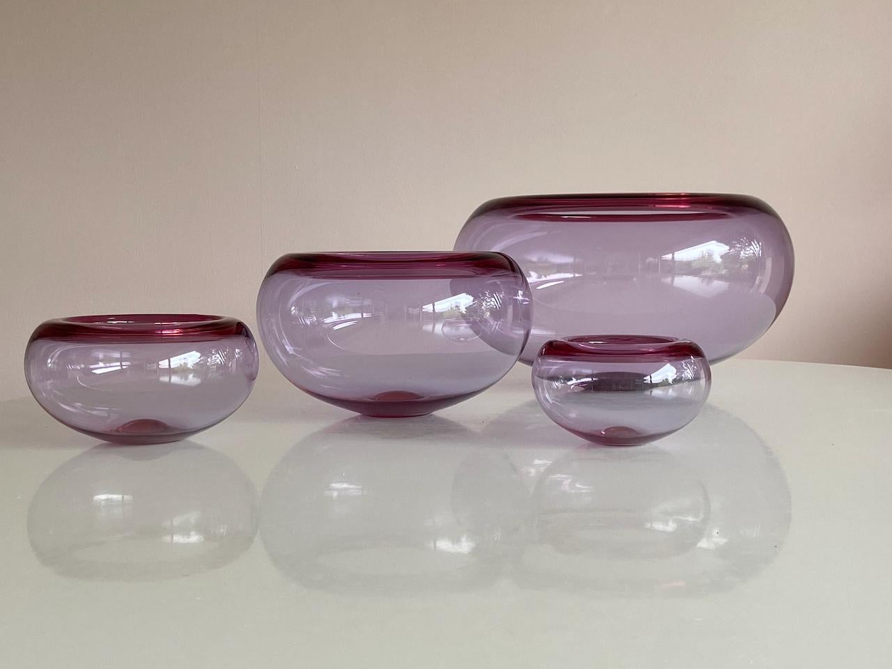 Set di 3 ciotole in vetro viola Royal Copenhagen Provence by Per Lütken Denmark in vendita 2