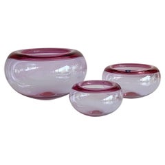Lot de 3 bols en verre violet Royal Copenhagen Provence par Per Lütken Danemark